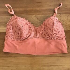Women's Danskin Intimates Lace &‎ Satin Bralette Size Medium Peach Colored